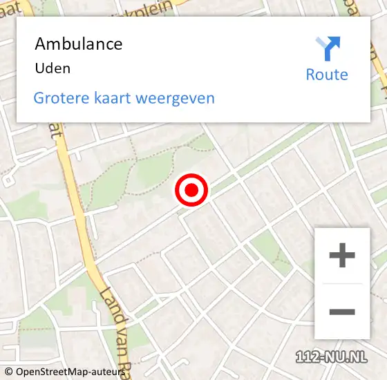 Locatie op kaart van de 112 melding: Ambulance Uden op 6 juli 2024 07:07