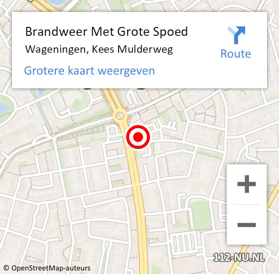 Locatie op kaart van de 112 melding: Brandweer Met Grote Spoed Naar Wageningen, Kees Mulderweg op 6 juli 2024 07:21