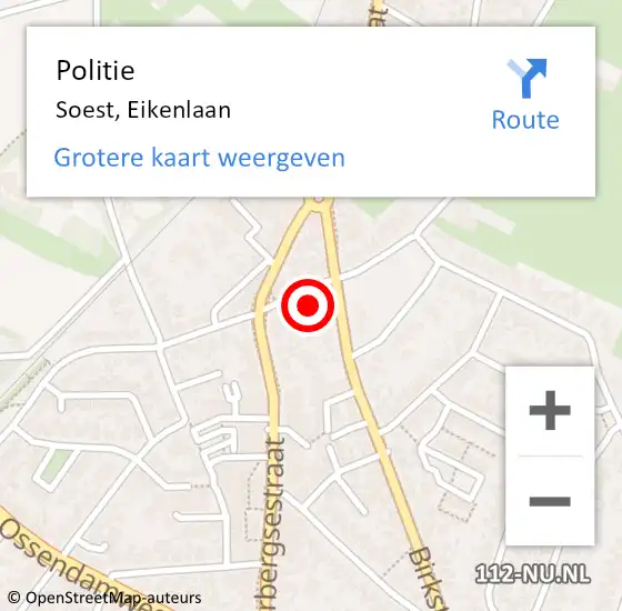 Locatie op kaart van de 112 melding: Politie Soest, Eikenlaan op 12 oktober 2014 01:47