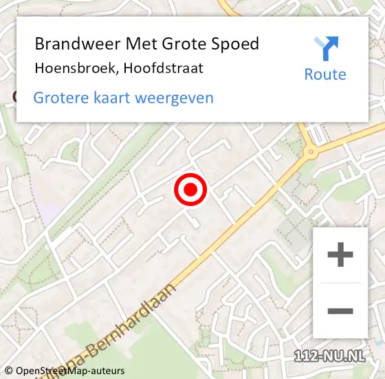 Locatie op kaart van de 112 melding: Brandweer Met Grote Spoed Naar Hoensbroek, Hoofdstraat op 6 juli 2024 07:23