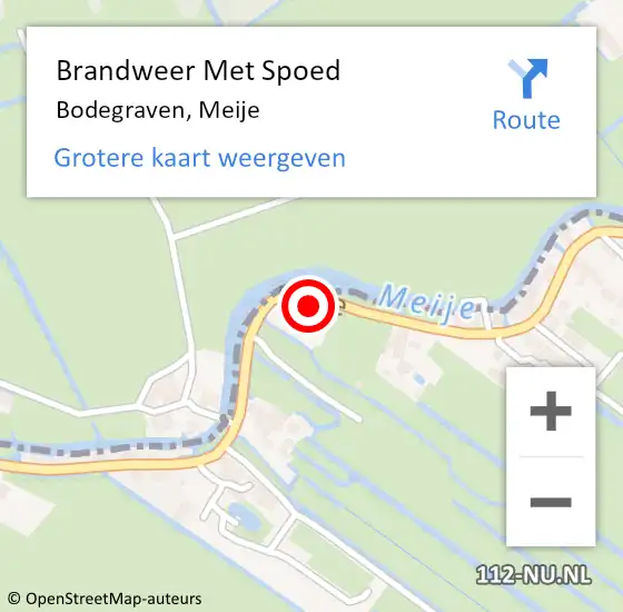 Locatie op kaart van de 112 melding: Brandweer Met Spoed Naar Bodegraven, Meije op 6 juli 2024 08:29