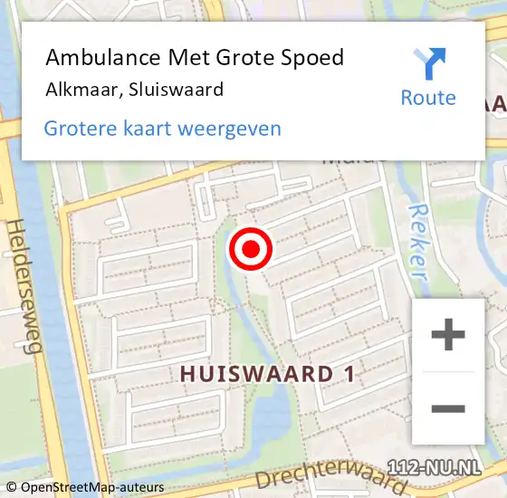 Locatie op kaart van de 112 melding: Ambulance Met Grote Spoed Naar Alkmaar, Sluiswaard op 6 juli 2024 08:30