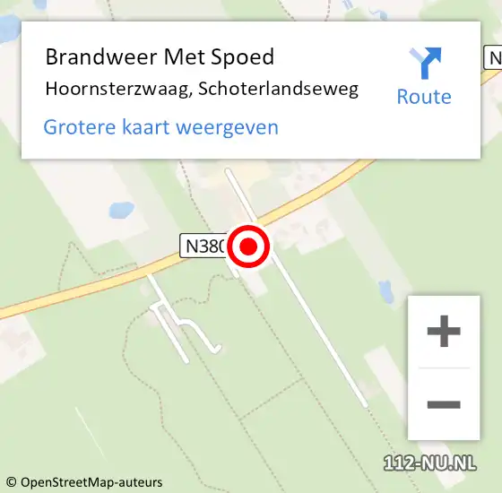 Locatie op kaart van de 112 melding: Brandweer Met Spoed Naar Hoornsterzwaag, Schoterlandseweg op 6 juli 2024 08:32