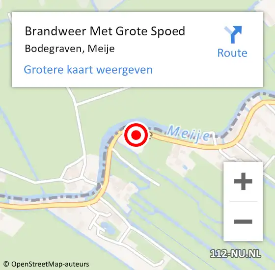 Locatie op kaart van de 112 melding: Brandweer Met Grote Spoed Naar Bodegraven, Meije op 6 juli 2024 08:50