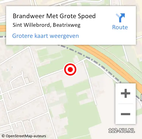 Locatie op kaart van de 112 melding: Brandweer Met Grote Spoed Naar Sint Willebrord, Beatrixweg op 6 juli 2024 09:04