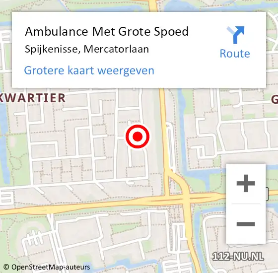 Locatie op kaart van de 112 melding: Ambulance Met Grote Spoed Naar Spijkenisse, Mercatorlaan op 6 juli 2024 09:19