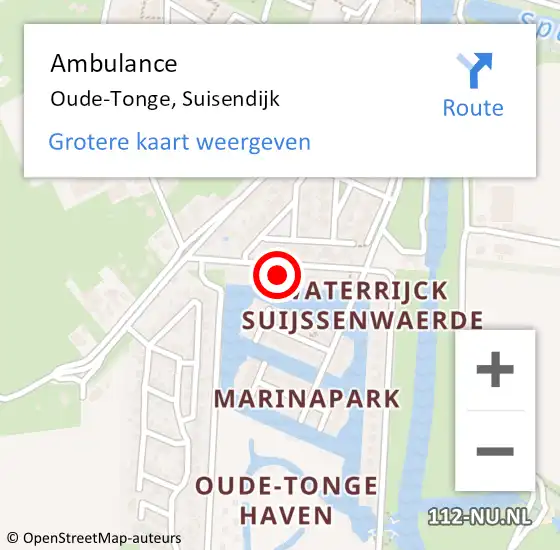 Locatie op kaart van de 112 melding: Ambulance Oude-Tonge, Suisendijk op 6 juli 2024 09:33