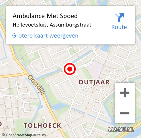 Locatie op kaart van de 112 melding: Ambulance Met Spoed Naar Hellevoetsluis, Assumburgstraat op 6 juli 2024 09:35