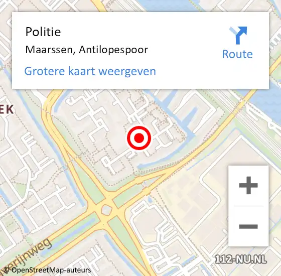 Locatie op kaart van de 112 melding: Politie Maarssen, Antilopespoor op 6 juli 2024 10:09