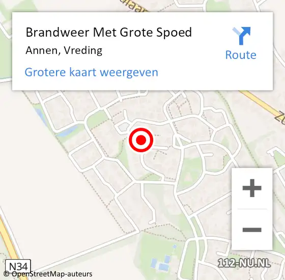 Locatie op kaart van de 112 melding: Brandweer Met Grote Spoed Naar Annen, Vreding op 6 juli 2024 10:33