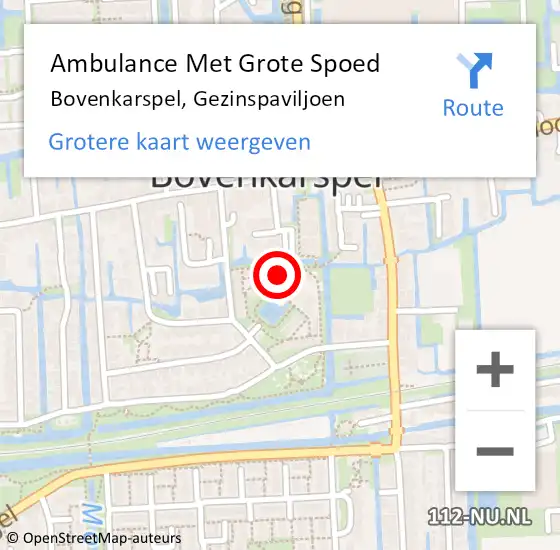 Locatie op kaart van de 112 melding: Ambulance Met Grote Spoed Naar Bovenkarspel, Gezinspaviljoen op 6 juli 2024 11:00