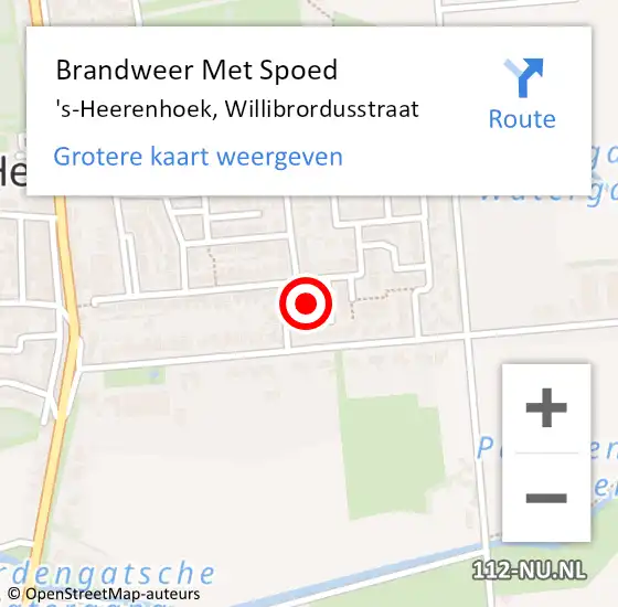 Locatie op kaart van de 112 melding: Brandweer Met Spoed Naar 's-Heerenhoek, Willibrordusstraat op 6 juli 2024 11:01