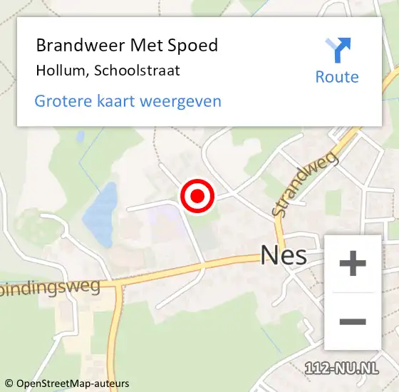 Locatie op kaart van de 112 melding: Brandweer Met Spoed Naar Hollum, Schoolstraat op 6 juli 2024 11:15