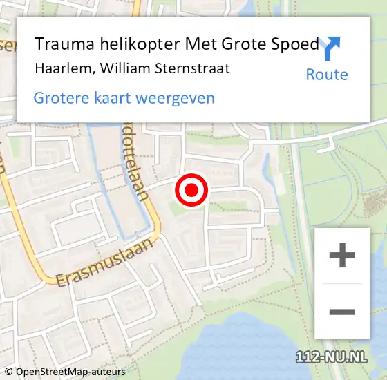 Locatie op kaart van de 112 melding: Trauma helikopter Met Grote Spoed Naar Haarlem, William Sternstraat op 6 juli 2024 11:17