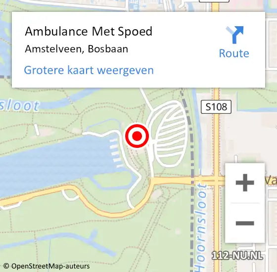 Locatie op kaart van de 112 melding: Ambulance Met Spoed Naar Amstelveen, Bosbaan op 6 juli 2024 11:26