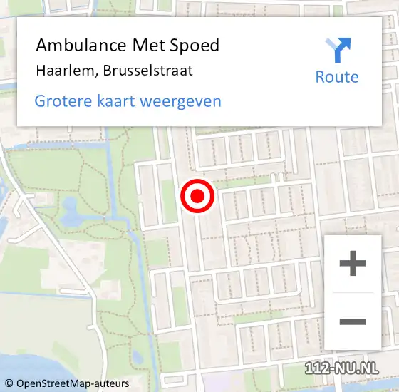 Locatie op kaart van de 112 melding: Ambulance Met Spoed Naar Haarlem, Brusselstraat op 6 juli 2024 12:00