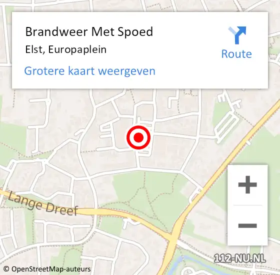 Locatie op kaart van de 112 melding: Brandweer Met Spoed Naar Elst, Europaplein op 6 juli 2024 12:02