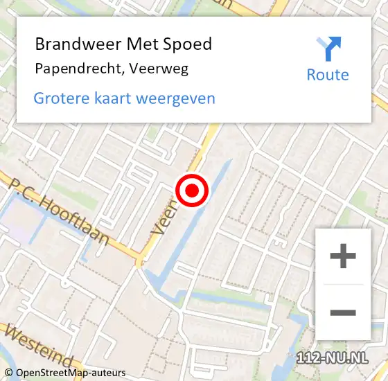 Locatie op kaart van de 112 melding: Brandweer Met Spoed Naar Papendrecht, Veerweg op 6 juli 2024 12:25