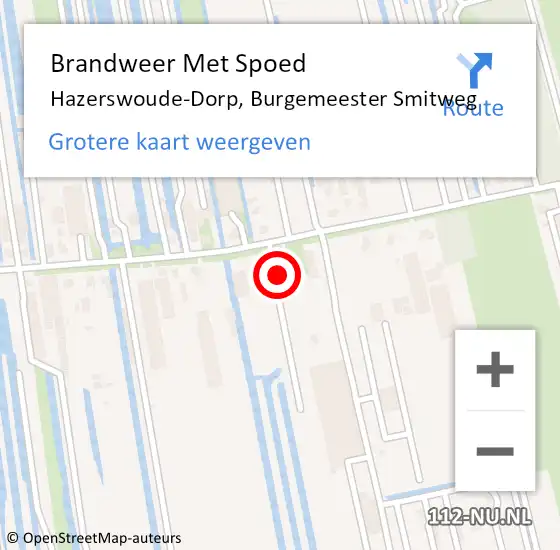 Locatie op kaart van de 112 melding: Brandweer Met Spoed Naar Hazerswoude-Dorp, Burgemeester Smitweg op 6 juli 2024 12:37