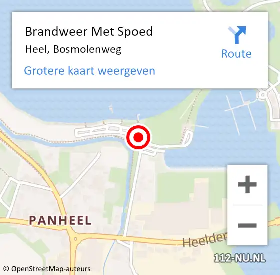 Locatie op kaart van de 112 melding: Brandweer Met Spoed Naar Heel, Bosmolenweg op 6 juli 2024 12:38