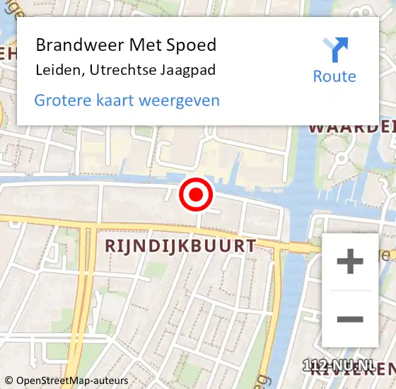 Locatie op kaart van de 112 melding: Brandweer Met Spoed Naar Leiden, Utrechtse Jaagpad op 6 juli 2024 12:43