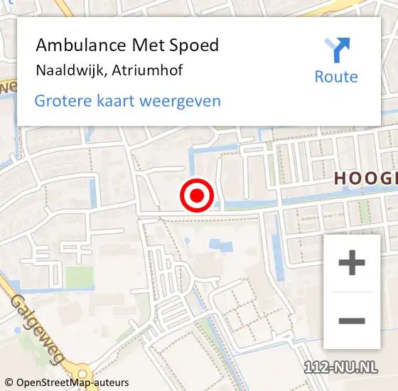 Locatie op kaart van de 112 melding: Ambulance Met Spoed Naar Naaldwijk, Atriumhof op 6 juli 2024 12:51