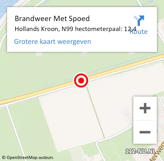 Locatie op kaart van de 112 melding: Brandweer Met Spoed Naar Hollands Kroon, N99 hectometerpaal: 12,4 op 6 juli 2024 12:52