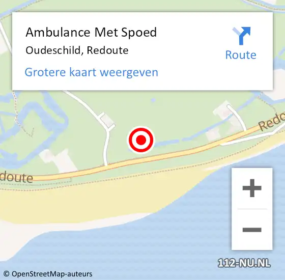 Locatie op kaart van de 112 melding: Ambulance Met Spoed Naar Oudeschild, Redoute op 6 juli 2024 12:52