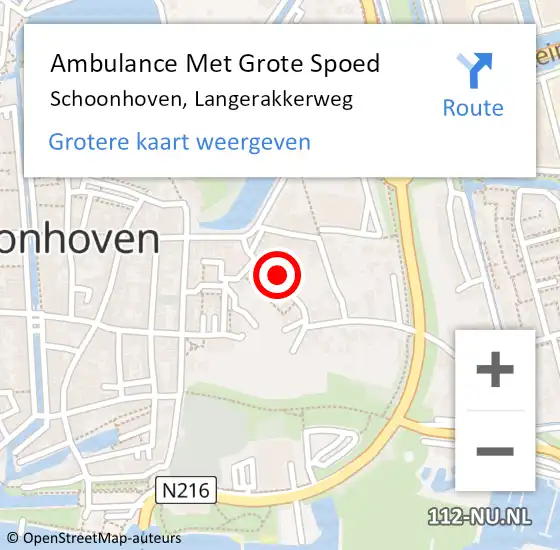 Locatie op kaart van de 112 melding: Ambulance Met Grote Spoed Naar Schoonhoven, Langerakkerweg op 6 juli 2024 12:56