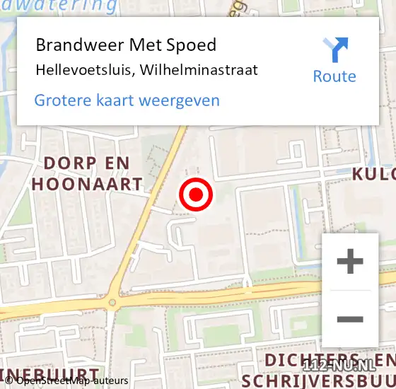 Locatie op kaart van de 112 melding: Brandweer Met Spoed Naar Hellevoetsluis, Wilhelminastraat op 6 juli 2024 13:03