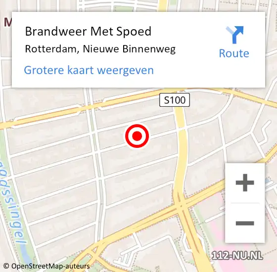 Locatie op kaart van de 112 melding: Brandweer Met Spoed Naar Rotterdam, Nieuwe Binnenweg op 6 juli 2024 13:07