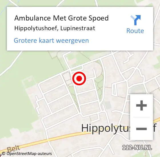 Locatie op kaart van de 112 melding: Ambulance Met Grote Spoed Naar Hippolytushoef, Lupinestraat op 6 juli 2024 13:14