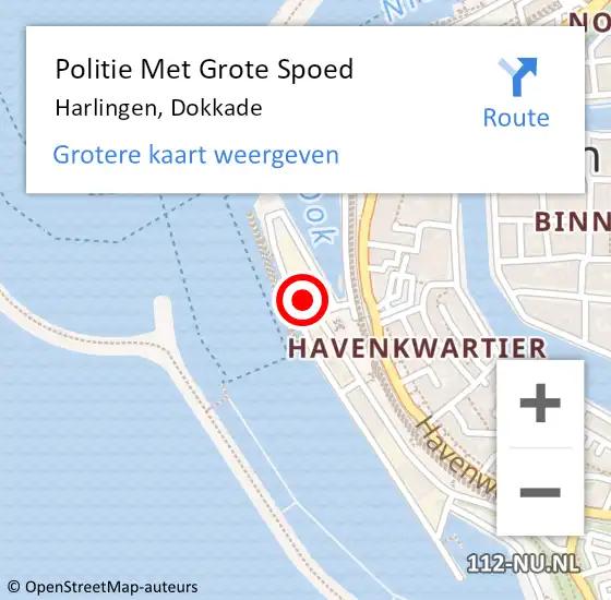 Locatie op kaart van de 112 melding: Politie Met Grote Spoed Naar Harlingen, Dokkade op 6 juli 2024 13:25