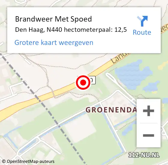 Locatie op kaart van de 112 melding: Brandweer Met Spoed Naar Den Haag, N440 hectometerpaal: 12,5 op 6 juli 2024 13:26