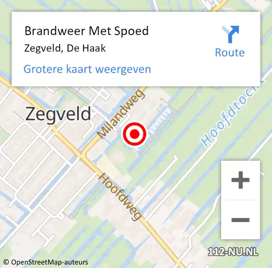 Locatie op kaart van de 112 melding: Brandweer Met Spoed Naar Zegveld, De Haak op 6 juli 2024 13:26