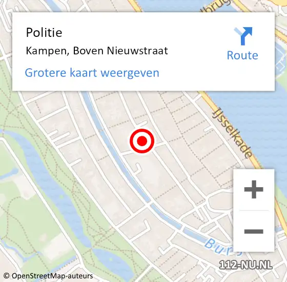 Locatie op kaart van de 112 melding: Politie Kampen, Boven Nieuwstraat op 6 juli 2024 13:31