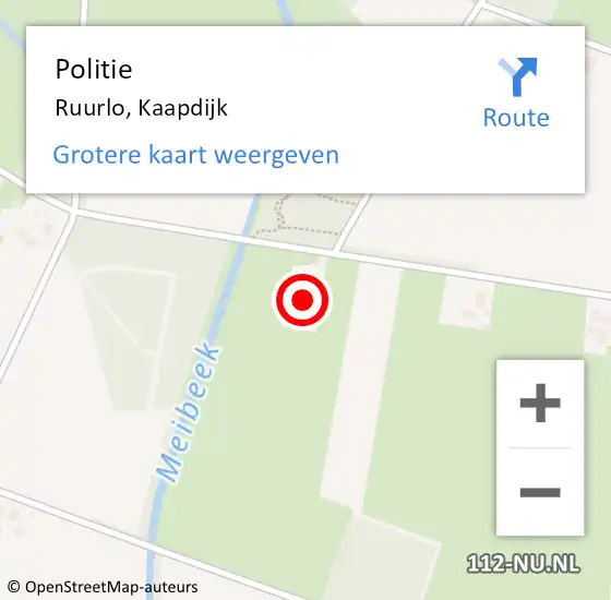 Locatie op kaart van de 112 melding: Politie Ruurlo, Kaapdijk op 6 juli 2024 13:32