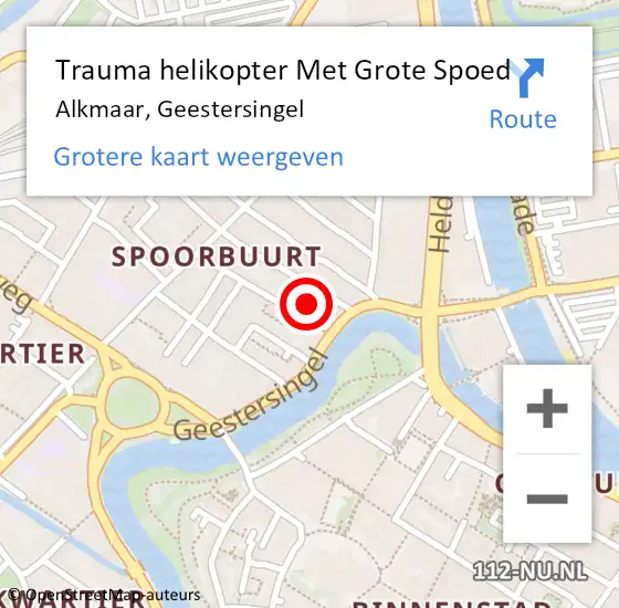 Locatie op kaart van de 112 melding: Trauma helikopter Met Grote Spoed Naar Alkmaar, Geestersingel op 6 juli 2024 13:36