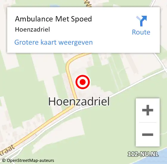 Locatie op kaart van de 112 melding: Ambulance Met Spoed Naar Hoenzadriel op 6 juli 2024 13:40