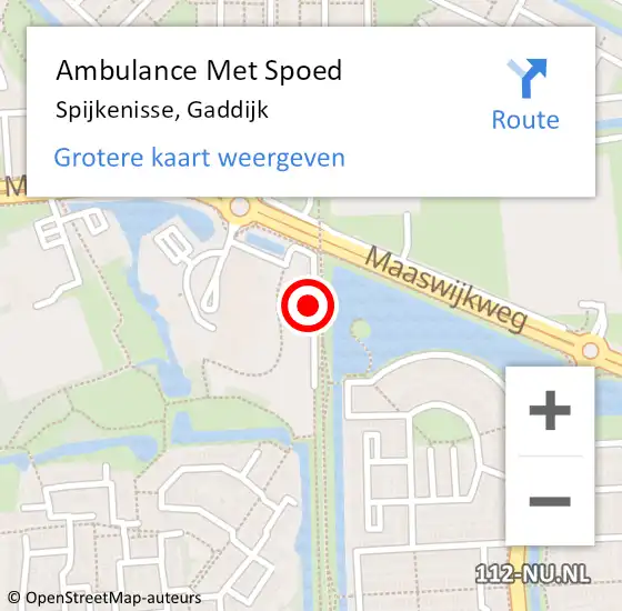 Locatie op kaart van de 112 melding: Ambulance Met Spoed Naar Spijkenisse, Gaddijk op 6 juli 2024 13:48