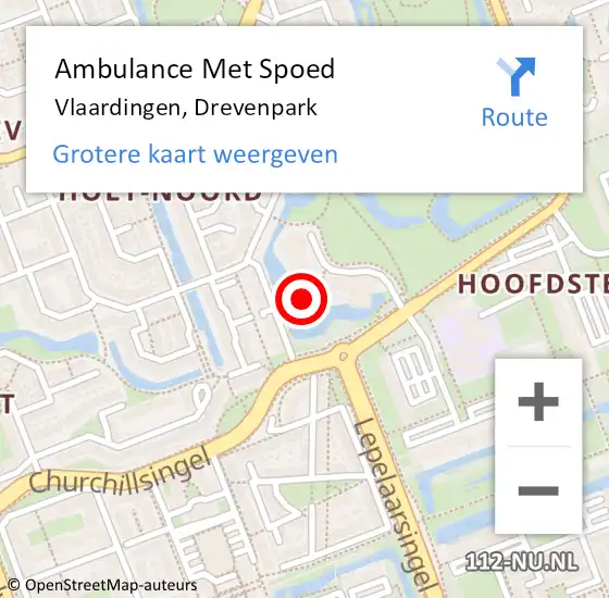 Locatie op kaart van de 112 melding: Ambulance Met Spoed Naar Vlaardingen, Drevenpark op 6 juli 2024 13:53