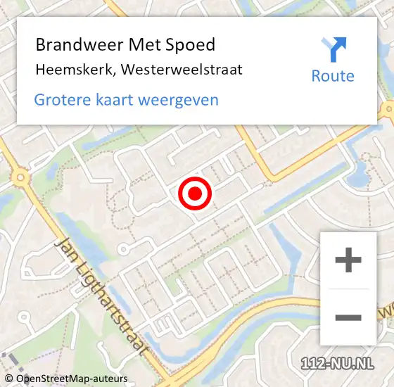 Locatie op kaart van de 112 melding: Brandweer Met Spoed Naar Heemskerk, Westerweelstraat op 6 juli 2024 13:54