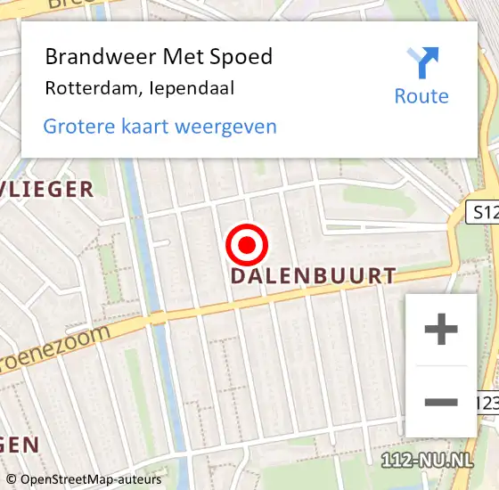 Locatie op kaart van de 112 melding: Brandweer Met Spoed Naar Rozenburg, Iependaal op 6 juli 2024 13:56