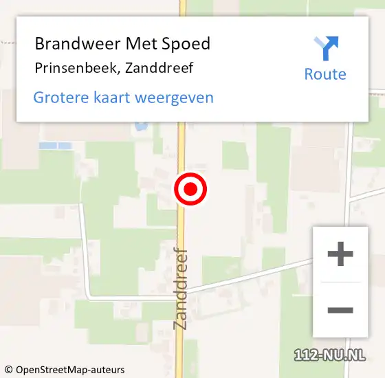 Locatie op kaart van de 112 melding: Brandweer Met Spoed Naar Prinsenbeek, Zanddreef op 6 juli 2024 14:02