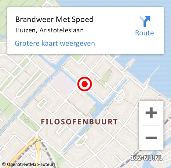 Locatie op kaart van de 112 melding: Brandweer Met Spoed Naar Huizen, Aristoteleslaan op 6 juli 2024 14:05