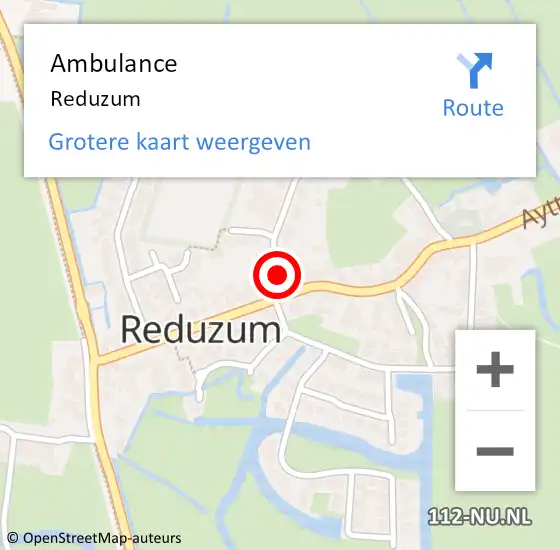 Locatie op kaart van de 112 melding: Ambulance Reduzum op 6 juli 2024 14:08