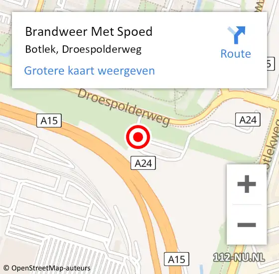 Locatie op kaart van de 112 melding: Brandweer Met Spoed Naar Botlek, Droespolderweg op 6 juli 2024 14:18