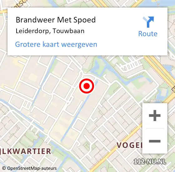 Locatie op kaart van de 112 melding: Brandweer Met Spoed Naar Leiderdorp, Touwbaan op 6 juli 2024 14:18