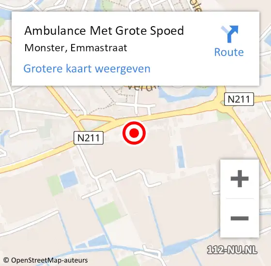 Locatie op kaart van de 112 melding: Ambulance Met Grote Spoed Naar Monster, Emmastraat op 6 juli 2024 14:19