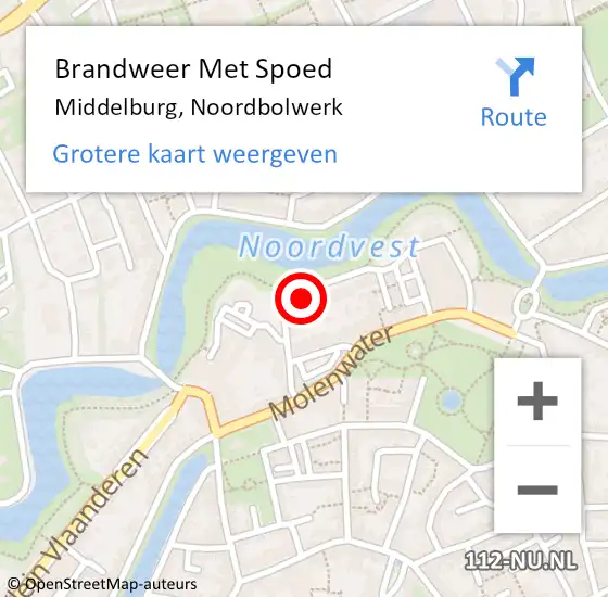 Locatie op kaart van de 112 melding: Brandweer Met Spoed Naar Middelburg, Noordbolwerk op 6 juli 2024 14:21